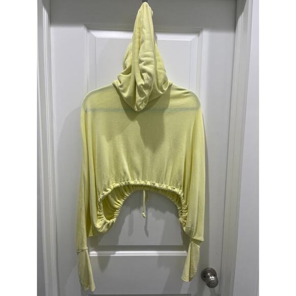 Free People Movement Yellow Cropped Drawstring Cropped Hoodie Sz S - Picture 5 of 6